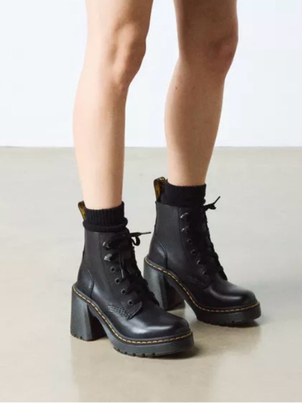 Dr. Martens Jesy Black Lace-Up Chunky Heel Boots